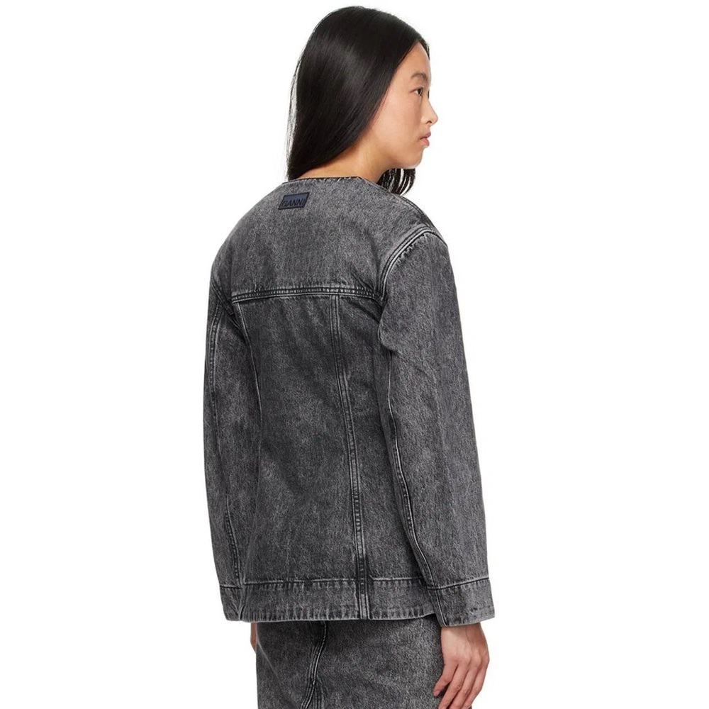 GANNI | Snow Washed denim Fitted Blazer / Size 40 XL - Picture 3 of 6